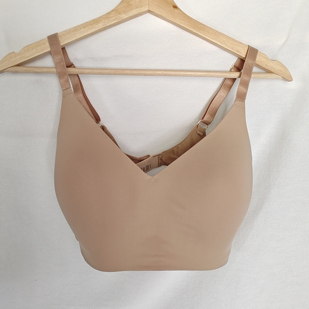 Thirdlove Bra 24/7‎ Classic Wireless Nude Tan Beige L+ G+ Microfiber Wire Free